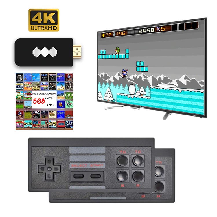 4K Video Game Console Dual Player Retro Build in Real 568 Classic Games Wireless Controller HDMI OUTPUT