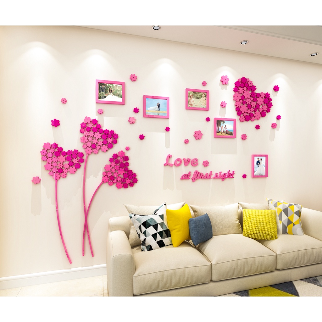 Love photo frame decoration flower photo wall 3D acrylic three-dimensional wallpaper living room sofa bedside TV background wall stickers home decoration