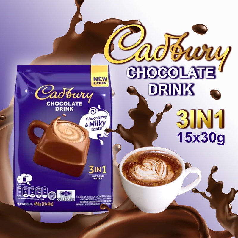 Cadbury 3 In 1 Hot Chocolate Drink Powder Chocolatey and Milky Taste