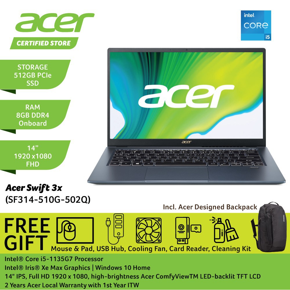 Acer Swift 3x FHD Laptop - Steam Blue (14