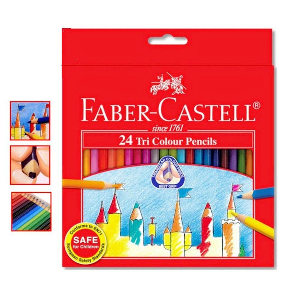 Faber Castell 12(SHORT) / 12(LONG) / 24 / 36 Tri Color COLOR Pencils