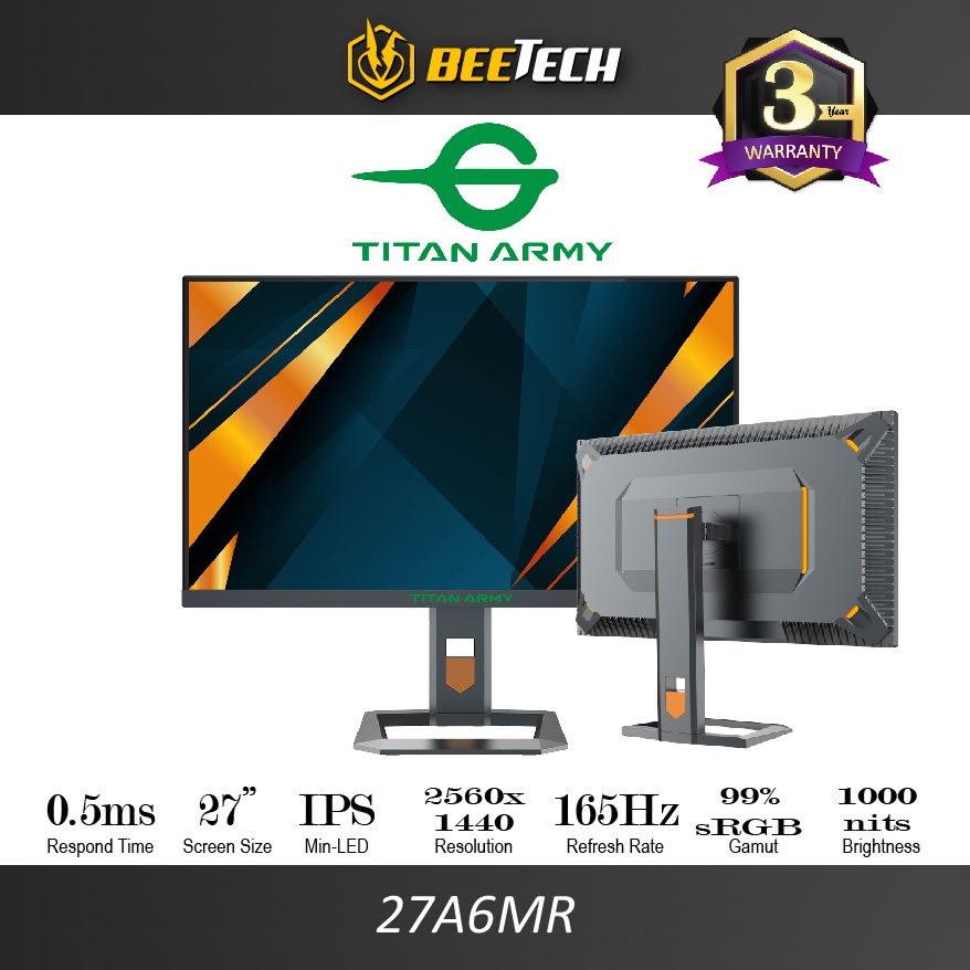 TITAN ARMY 27 inch Mini-LED QHD 2K 165Hz 0.5ms Fast IPS HDR1000 ...
