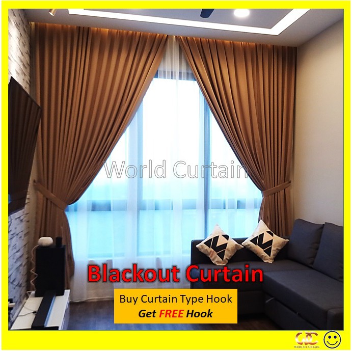Plain Blackout Curtain Langsir Sunblock Kosong Turkey White