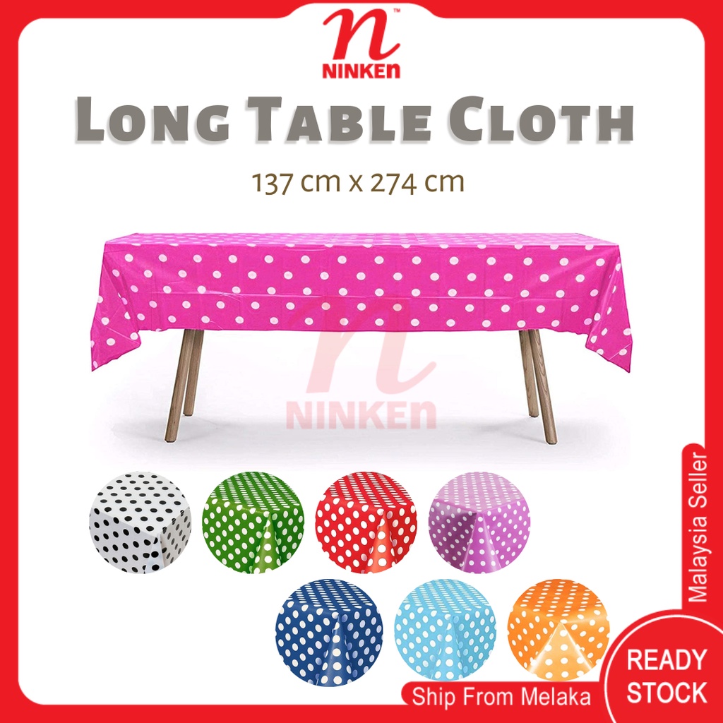1pcs Long Plastic Tablecloth Polka Dot Rectangle Table Covers Birthday