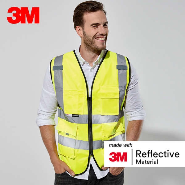 ready stock# 3M reflective vest highway construction night motorcycle riding fluorescent vest jacket car annual inspection safety clothes