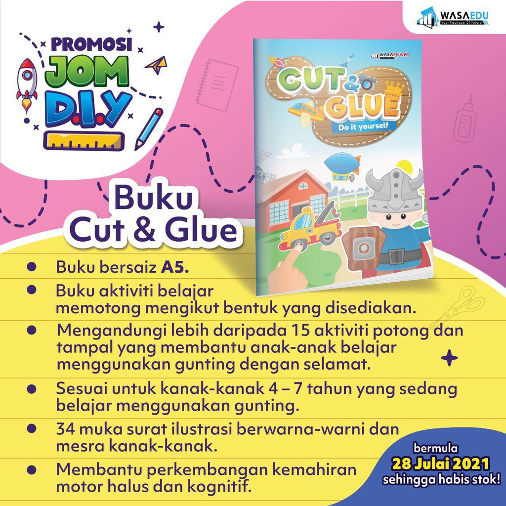 Set Buku Diy Do It Yourself By Wasapower Buku Aktiviti Kanak Kanak Gunting Tampal Main Shopee Malaysia