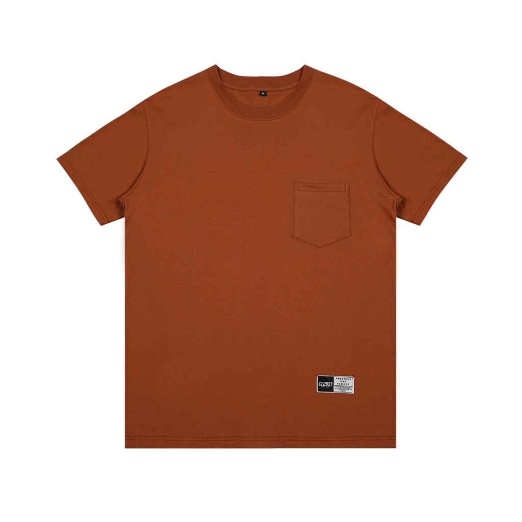 Plain Pocket Shirt Distro Short Sleeve Cotton Combed 30s Brown Color by Club27
