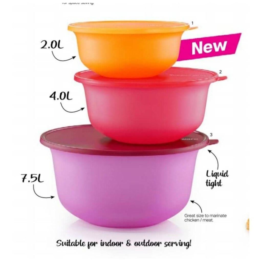 [[Ready Stock]] Tupperware Aloha Bowl Set (3pcs)