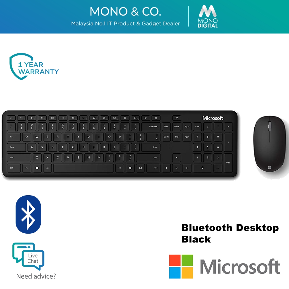 Microsoft Bluetooth Desktop Keyboard Mouse Combo with Bluetooth Connection for Windows