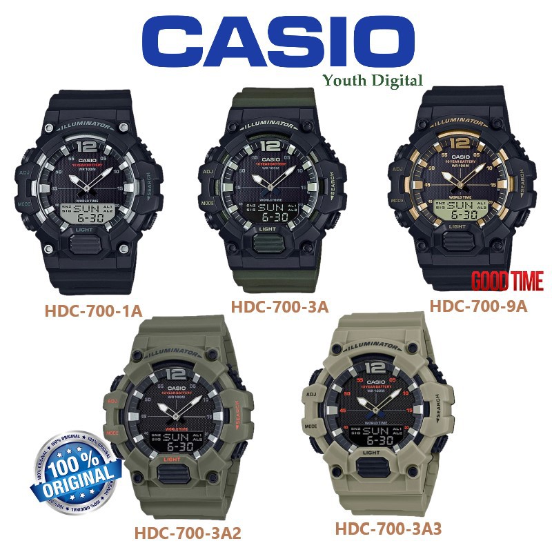 Casio Original Hdc 700 Series Youth Analog Digital Men Watch 2 Years Warranty Jam Tangan Lelaki Jam Casio Man Watches Shopee Malaysia