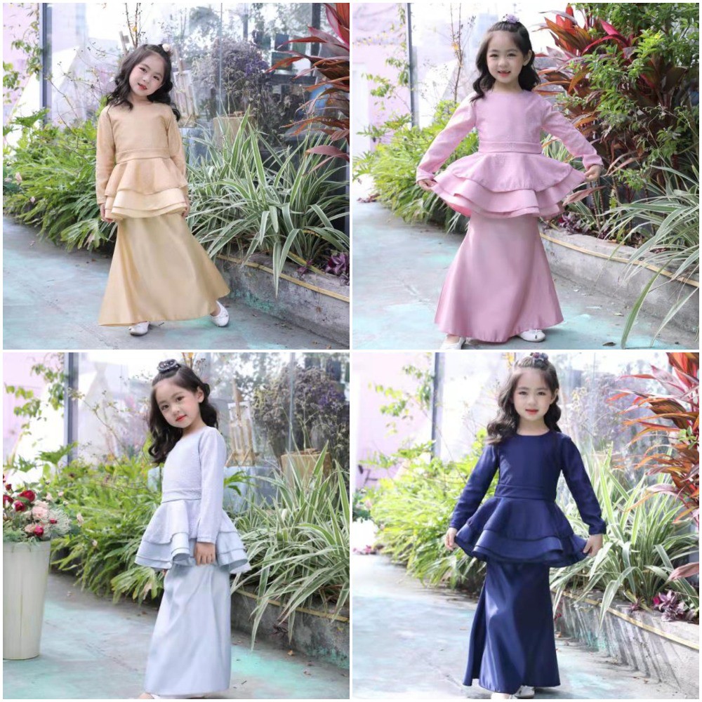  Baju  Kurung  Peplum Moden  Raya Lace Budak  Perempuan Malay 