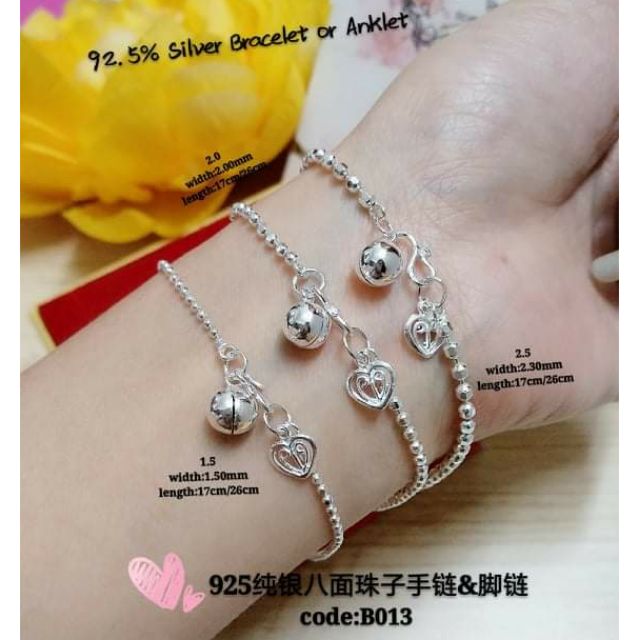 925纯银八面珠子手链(bracelet silver 925)*Rantai tangan loci perak