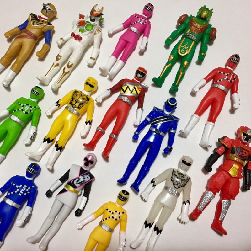 Lot De 7 Figurines Power Rangers RPM (Goonger) - Vinyle Souple Sofubi - Bandai Japon - 17cm - Occasion Bon état