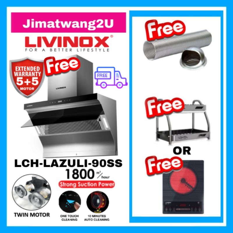 LIVINOX COOKER HOOD LCH-LAZULI 90SS / PACKAGE GAS HOB