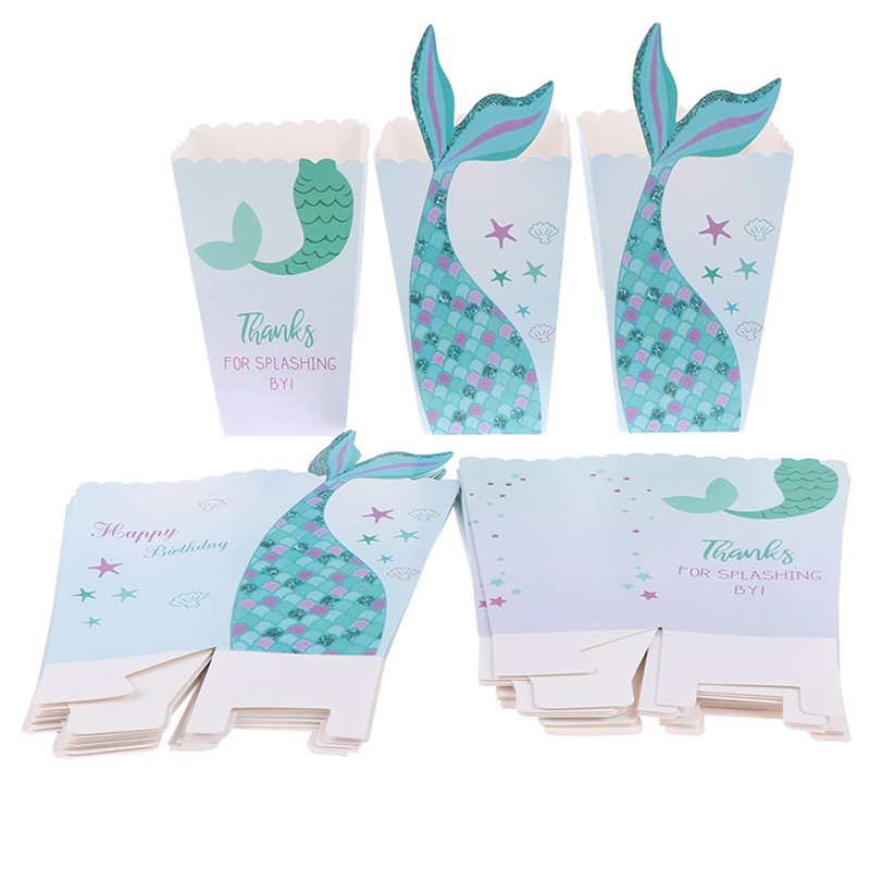 Baby Shower Party Decoration Favors Supplies Cake Treat Gift Box Candy Cookie Containers Goodie Bag 24 Piece Popcorn Box for Kids Sea World Marine Animals Birthday Party 