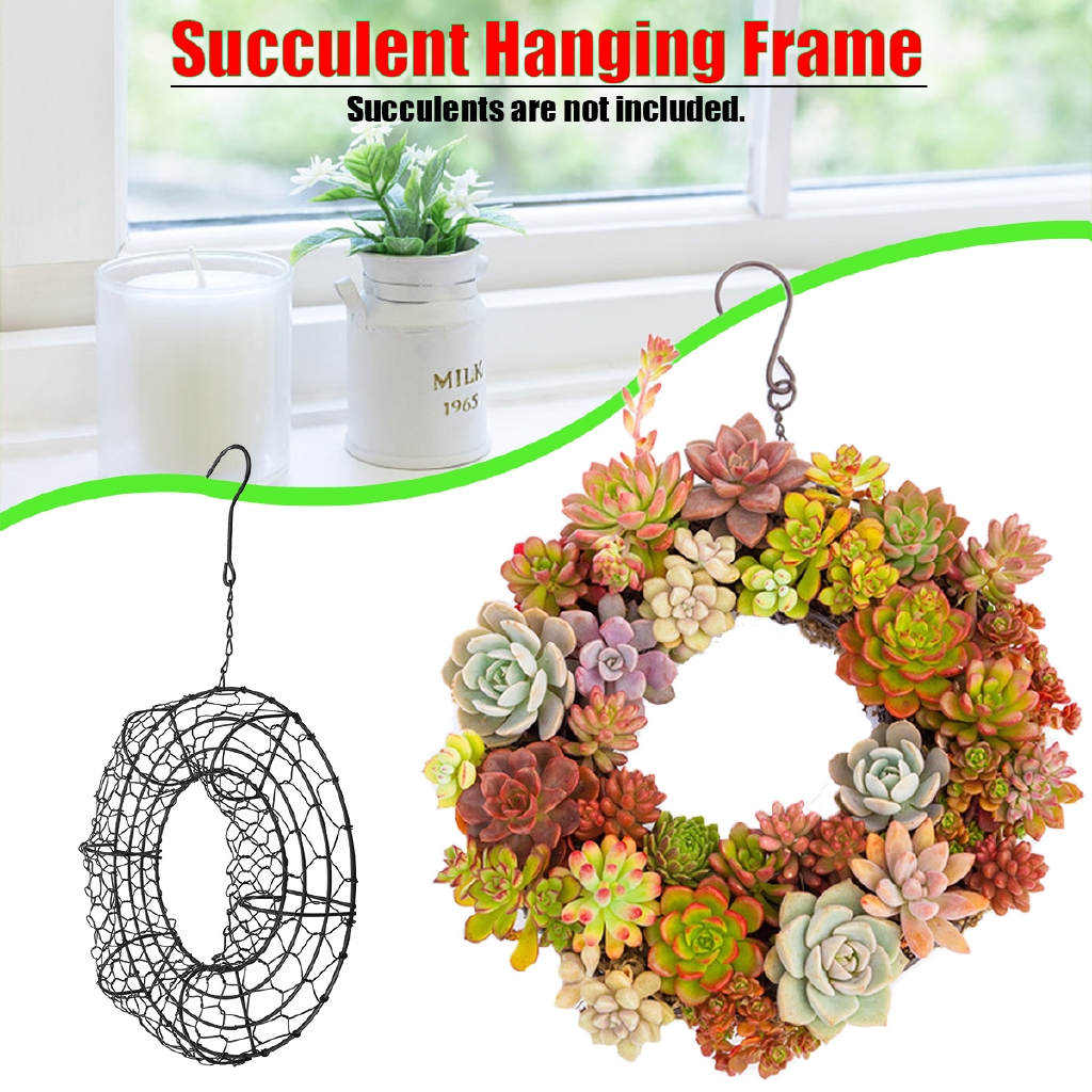 Pflanzzubehor Wall Succulent Planters Metal Wire Wreath Frame Succulent Pot Iron Hanging Garten Terrasse Bitsouls Ru