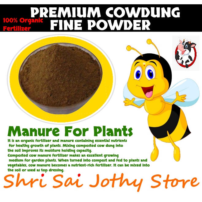 Premium cow dung Dry Powder 100% Organic Fertilizer | Baja Tahi Lembu | Manure For Plants 1KG - Shri Sai Jothy Store