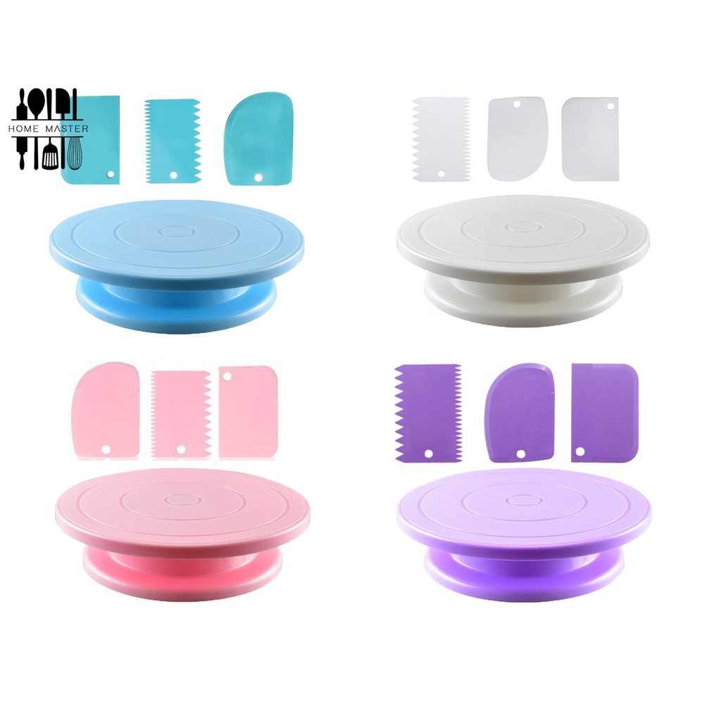 [ReadyStock]Meja putar kek Cake Turntable Dough Icing Fondant Scraper round cake Diy Baking Tools For kitchen Desser 蛋糕转