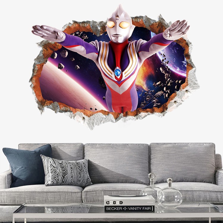 Ultraman 3d Wall Stickers Kids Room Wall Paper 3d Pelekat Dinding Ultraman Pelekat Kindergarten Decor Shopee Malaysia