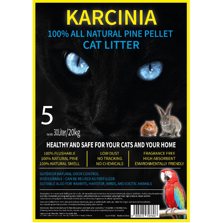 (BEST VALUE) 20kg KARCINIA Eco Natural Pine Wood Cat Litter Pasir