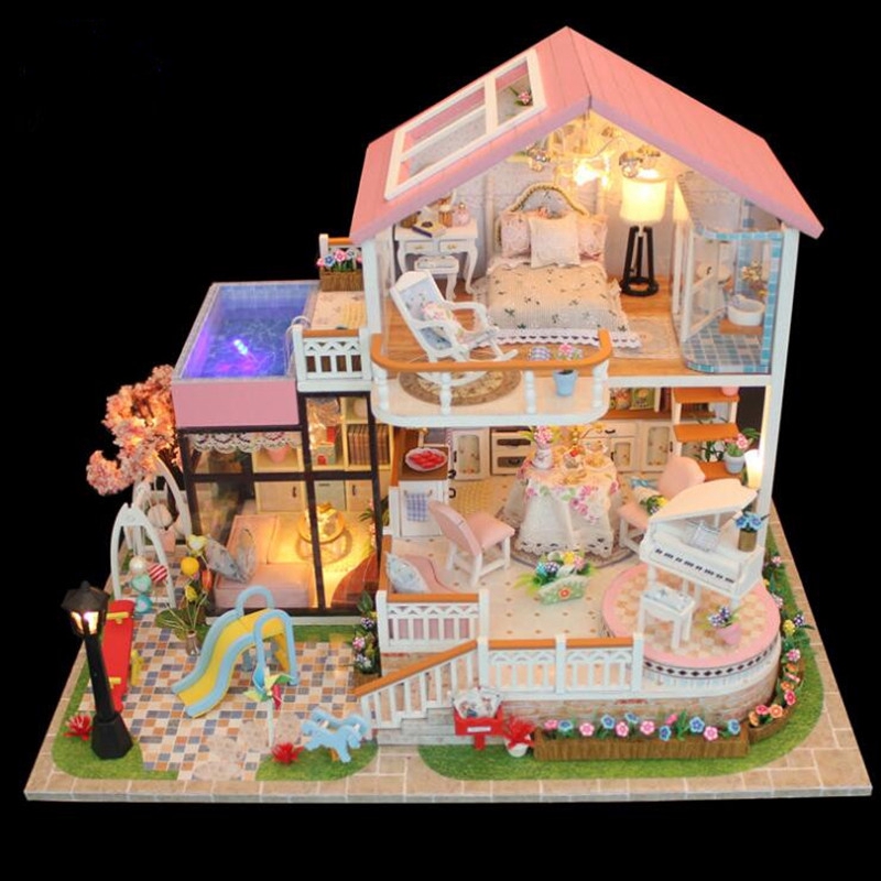 large wooden dolls house