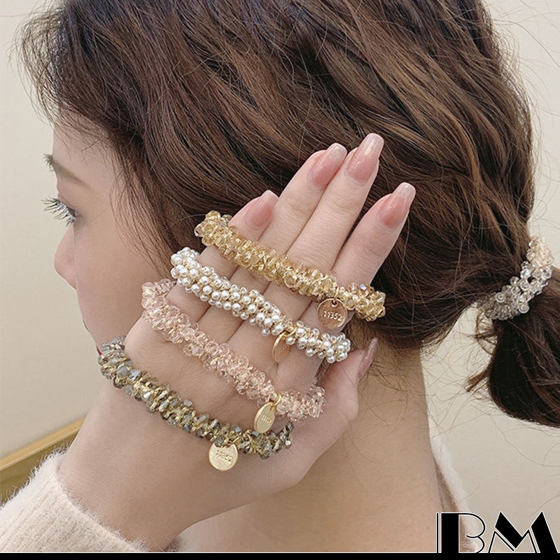 Korean Style Pearl Simple Hair Tie Crystal Decorative Hair Accessories For  Women | Shopee Malaysia