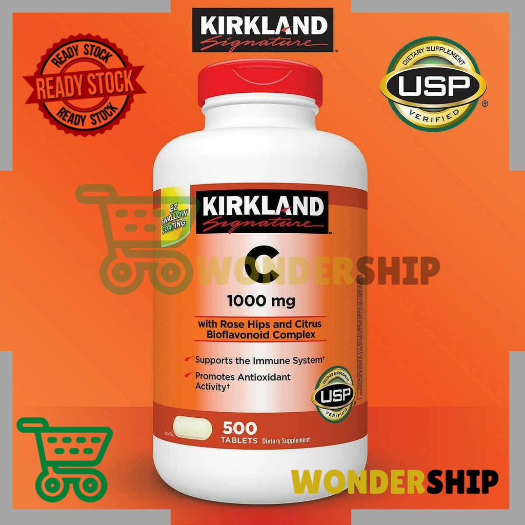 100 Genuine 500 Tablets Kirkland Signature Vitamin C 1000mg With Rose Hips And Citrus Bioflavoniod Complex