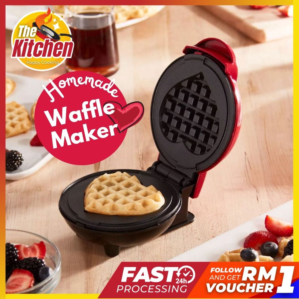 Electric Mini Heart Shaped Waffle Maker Machine Breakfast Egg Cake Oven Pan Pembuat Wafer ( WP-MK04 ) 华夫饼机