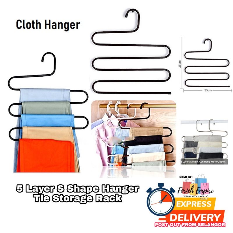 CW 5 Layer S Shape Hanger Storage Rack Shopee Malaysia