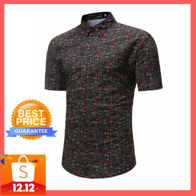 Men Shirt Batik Floral Baju  Kemeja  Batik Viral  Corak Bunga 