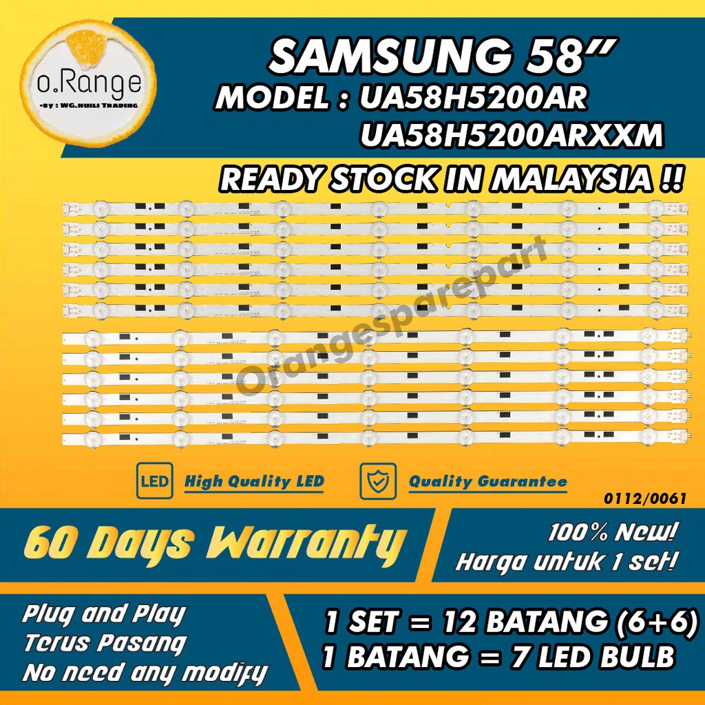 UA58H5200AR / UA58H5200ARXXM SAMSUNG 58" LED TV BACKLIGHT(LAMPU TV) SAMSUNG 58" INCH LED TV 58H5200AR UA58h5200