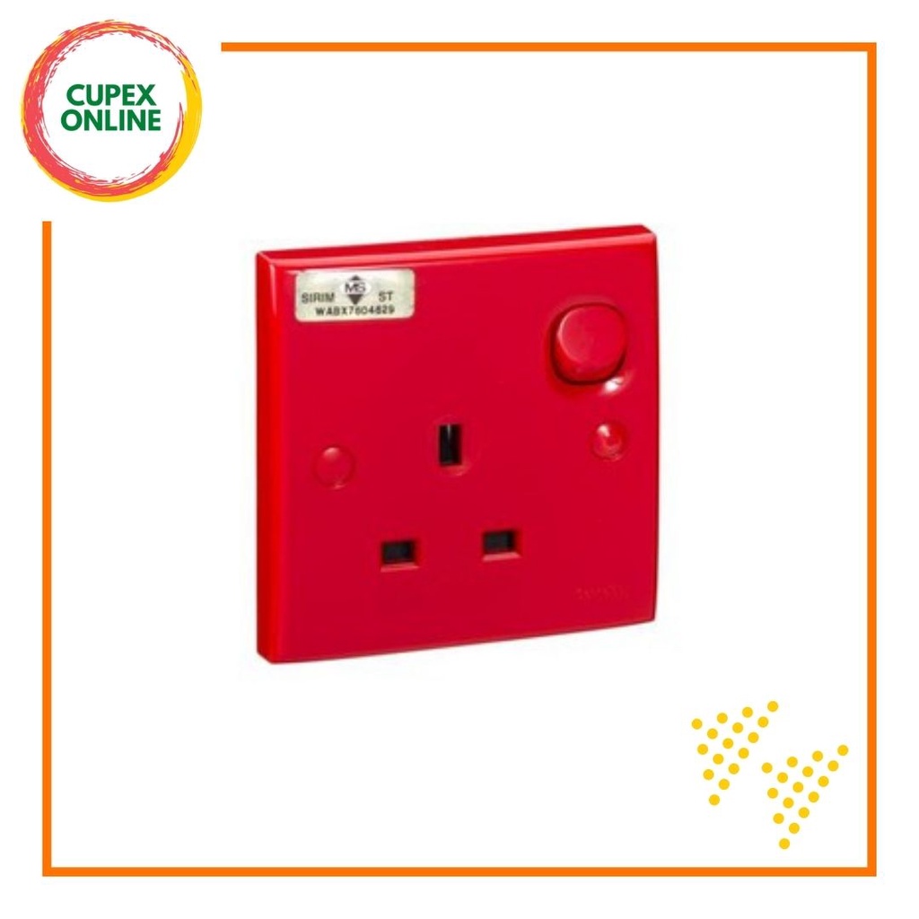 Schneider Electric SClassic 13A 1 Gang Switch Socket Outlet Red (cupex