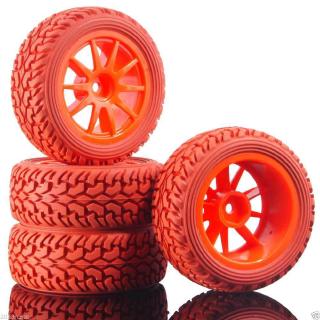 4Pcs RC HSP 602-8019 Rally Tires Tyre White Wheel Rim For 1:10 On-Road Rally Car 