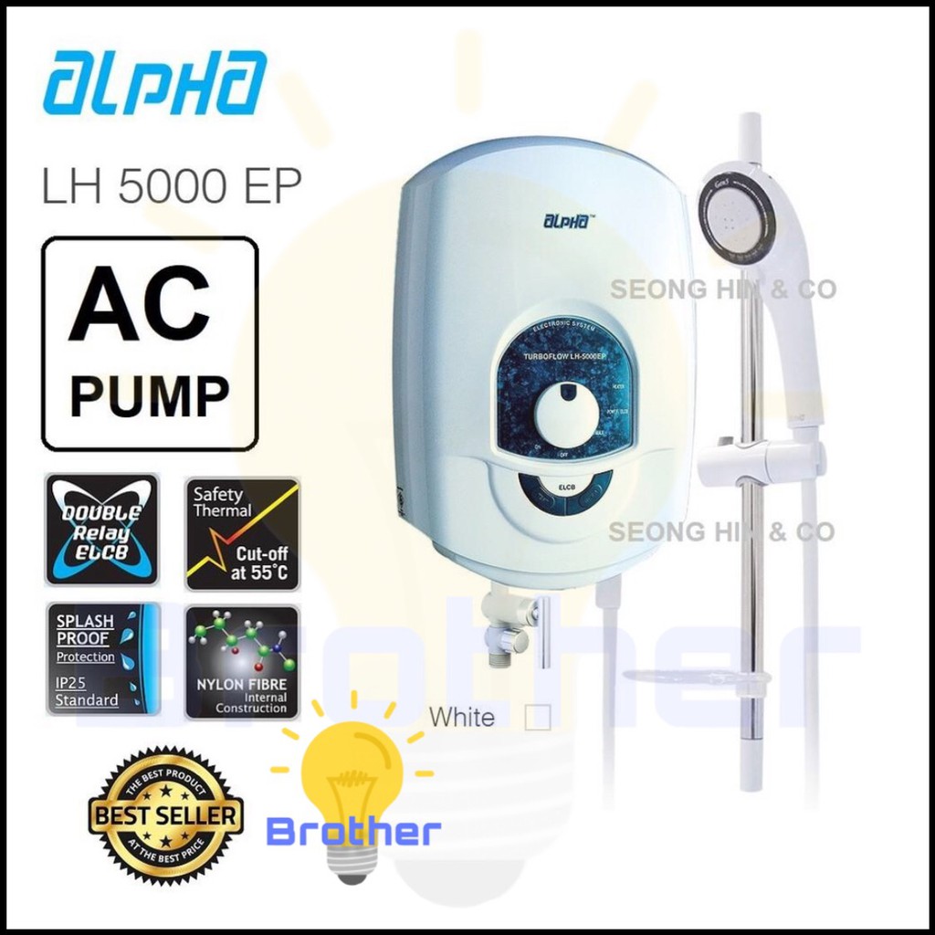 Alpha Shower Water Heater with Booster Turbo PUMP LH5000EP SIRIM