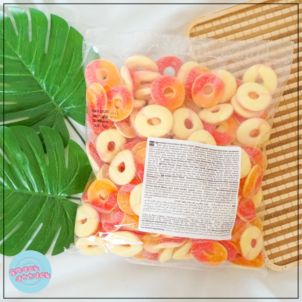Haribo Peach Ring Gummy Candy [HALAL] 1kg [READYSTOCK] Shopee Malaysia
