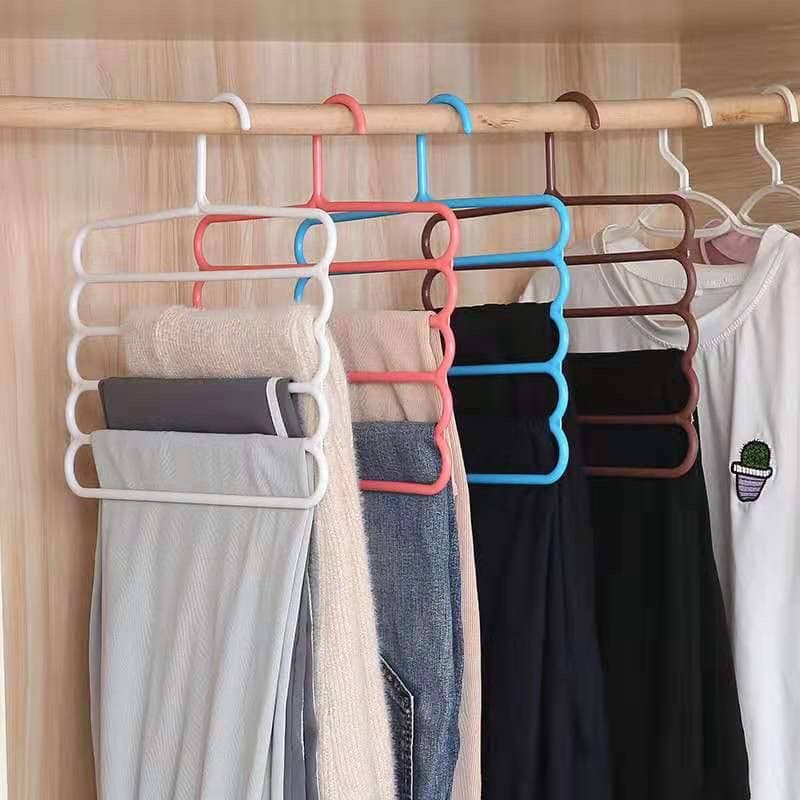 5 Layer Pants Rack Clothes Hanger Towel Scarf Tie Clothes Organizer