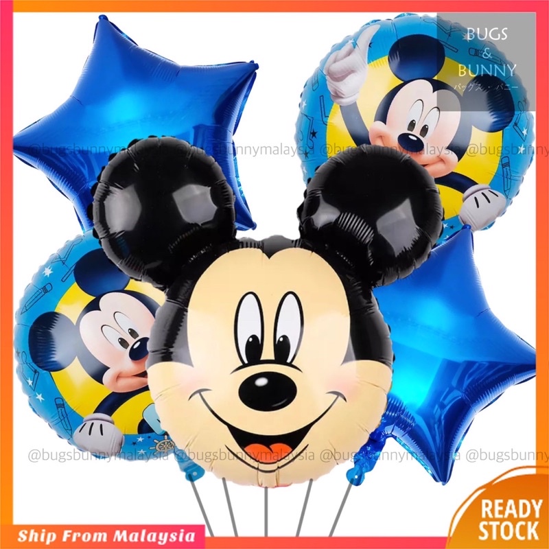 Round Mickey Mouse Minnie Mouse Set Happy Birthday Balloon Set ...