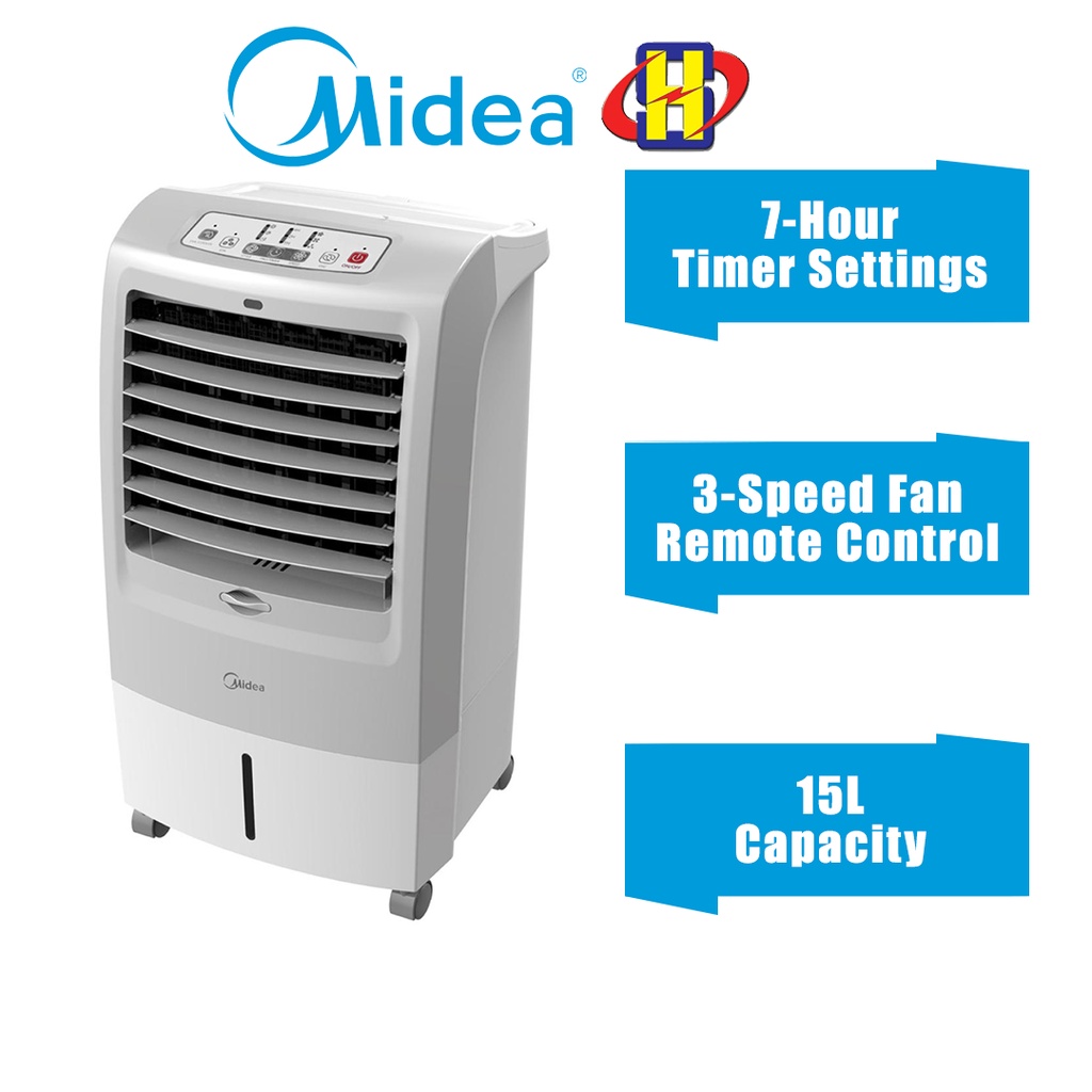 Midea Air Cooler (15L/3-Speed) Multi-Functional Fan Remote Control Air Cooler MAC-215F