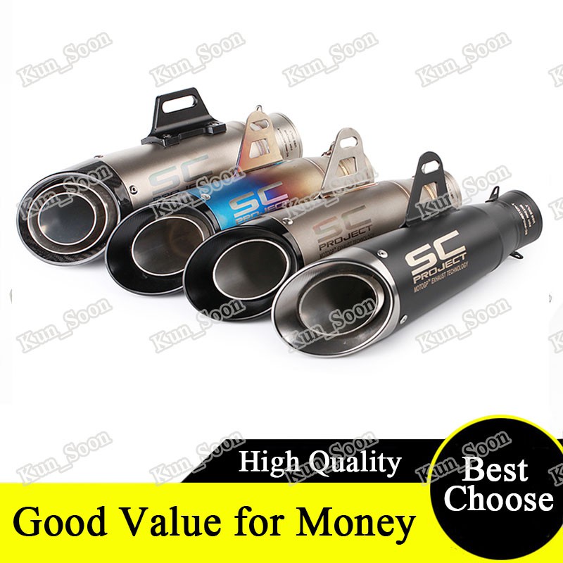 51mm 60mm Inlet Universal Motorcycle Exhaust Pipe Muffler Sc Project Exhaust Mufflers Universal 6269