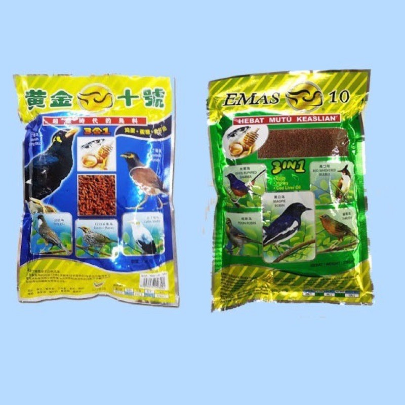 Emas 10 3 in 1 makanan burung bird feed (burung Tiong Mas, Thrush