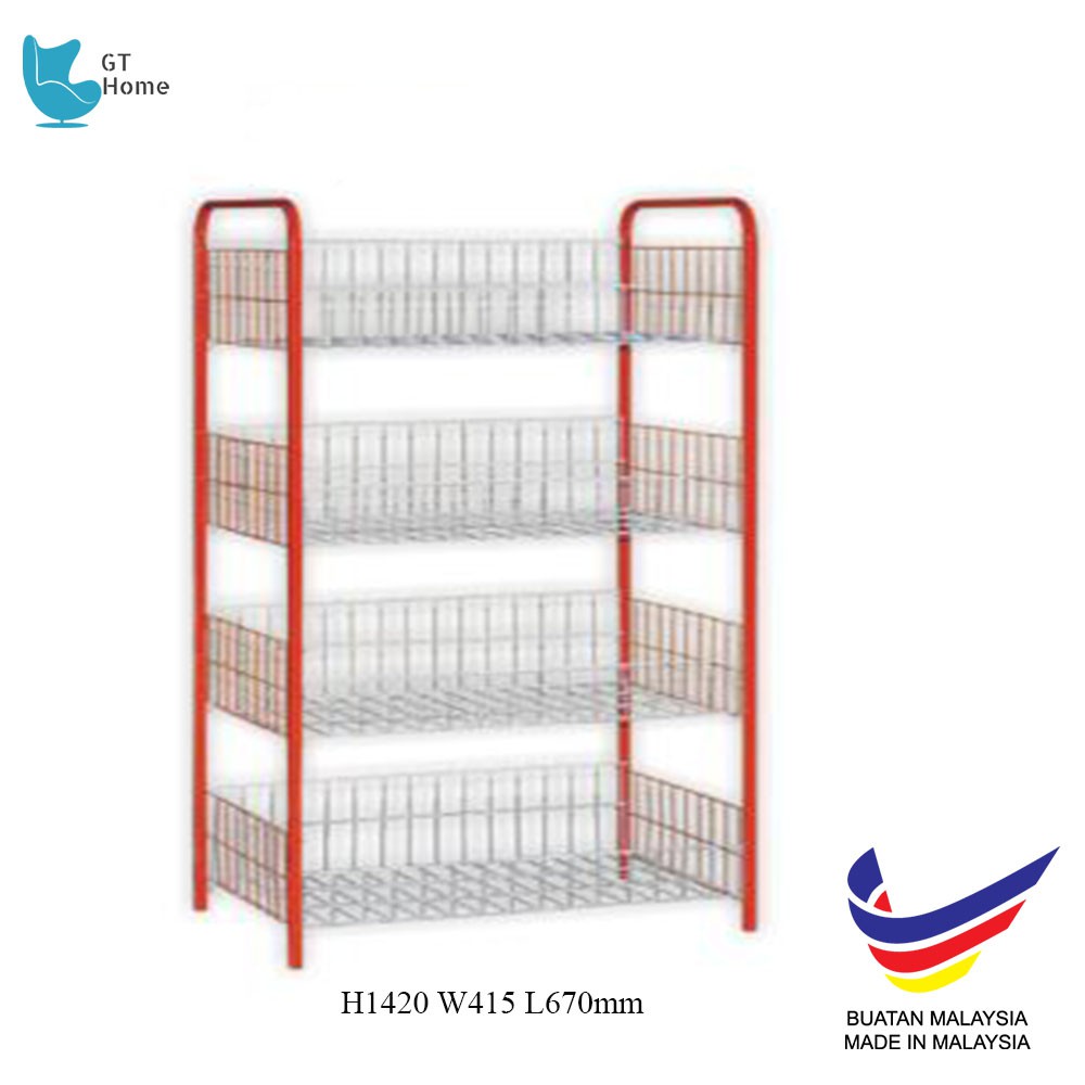 4 Tier Steel Rak  Baju  Rak  Pinggan Rak  Buku Rack 