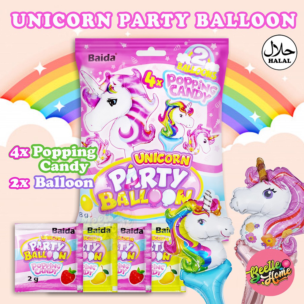 Unicorn Party Balloon Party Bag Popping Candy Birthday Gift | Shopee ...