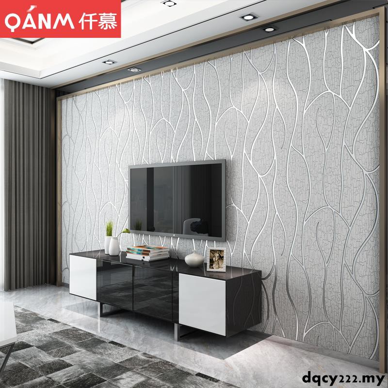 Modern Minimalist Living Room Tv Background Wall Paper 3d Stereo Non Woven Wallp