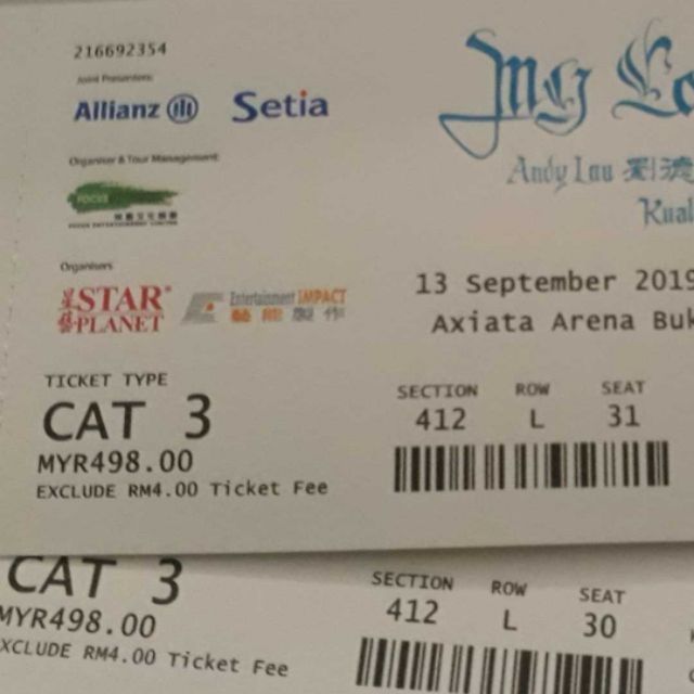 Andylau Mylove Concert Ticket Shopee Malaysia