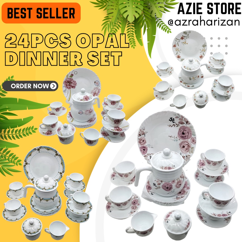 HOT SALE! 24PCS OPAL DINNER SET WITH TEA SET CUP SAUCER TEAPOT NEW ...