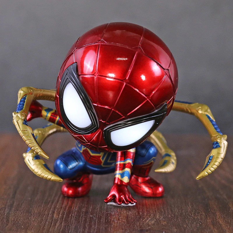 Avengers Infinity War Iron Spider Bobble Head Doll Led Light Figure Model Toy - spider man head roblox