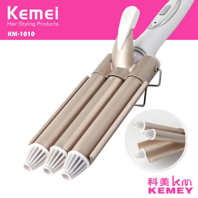 Kemei Curling Irons Triple Barrel Hair Wave Crimper 100-240V Hair Irons Care Styling Tools KM-1010