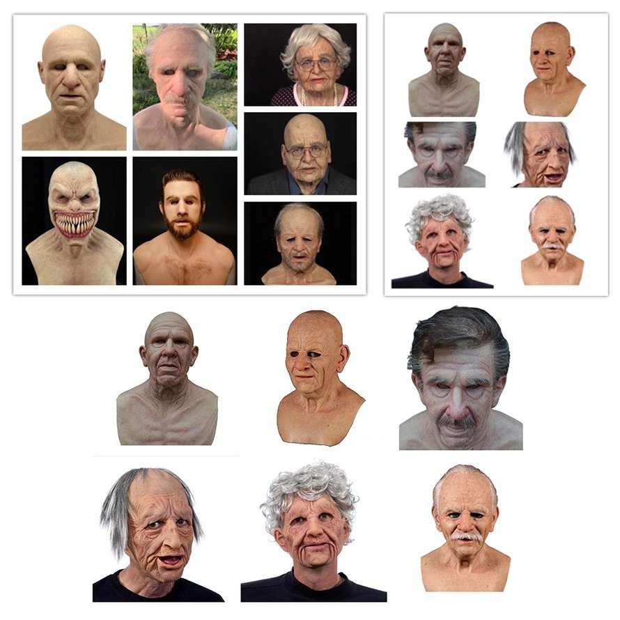 EG Halloween Props Funny Face Wig Old Man Mask Old Man Headgear Realistic  #12 | Shopee Malaysia