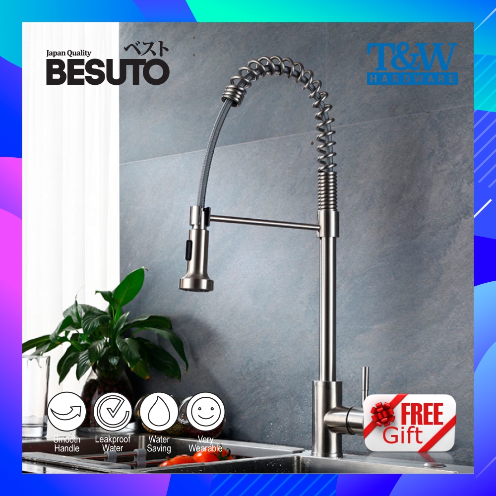 Besuto Commercial Sus304 Stainless Steel Kitchen Faucet Pull Down