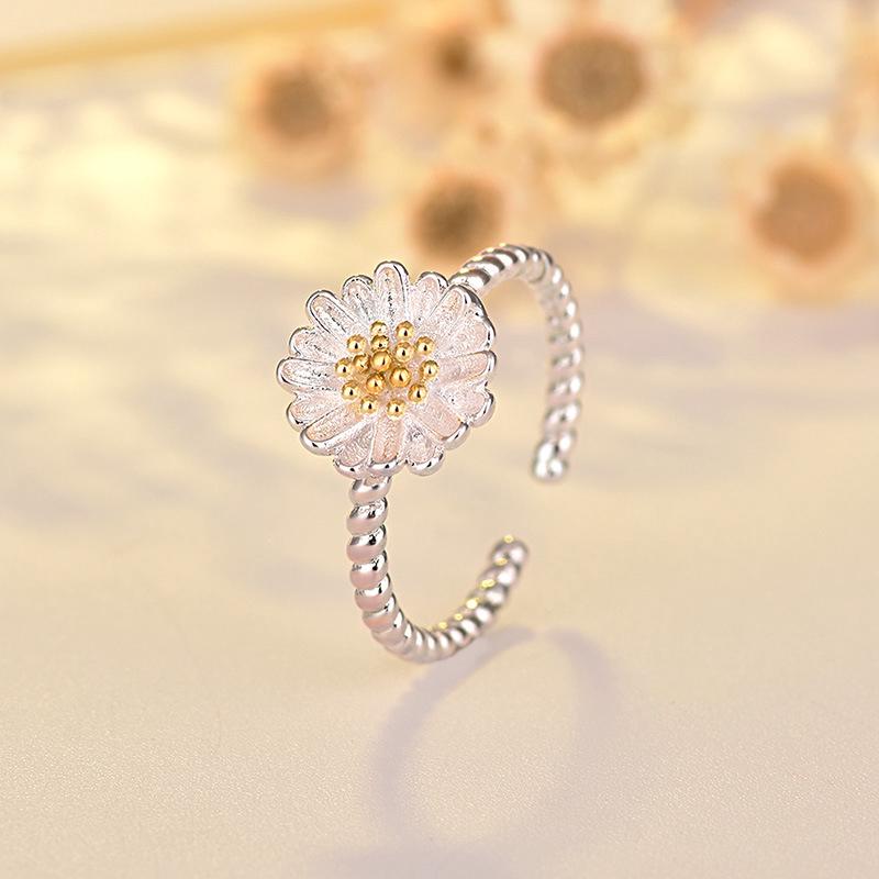 Kalung Cincin Gelang Daisy Flower Silver Necklace Ring Bracelet Women ...